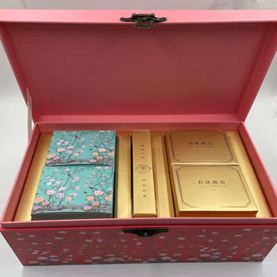 Wholesale  Cardboard Customized Large Rectangle Mooncake Flat Pack Folding Magnetic Pink Gift Boxes With Handle