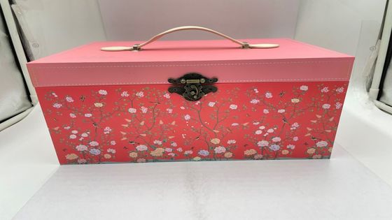 Wholesale  Cardboard Customized Large Rectangle Mooncake Flat Pack Folding Magnetic Pink Gift Boxes With Handle