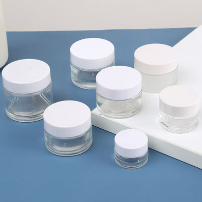 Glossy Matte Round Shaped Cosmetic Glass Cream Jars With Lid 5g 10g 15g
