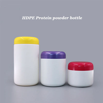 250ml 300ml 500ml 600ml Empty HDPE Wide Mouth Protein Powder Container Bottle with Silk Screen Printed Label and Label