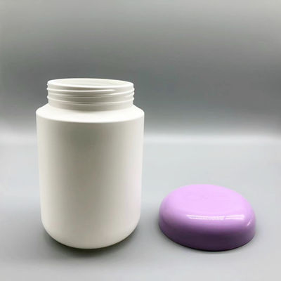 250ml 300ml 500ml 600ml Empty HDPE Wide Mouth Protein Powder Container Bottle with Silk Screen Printed Label and Label