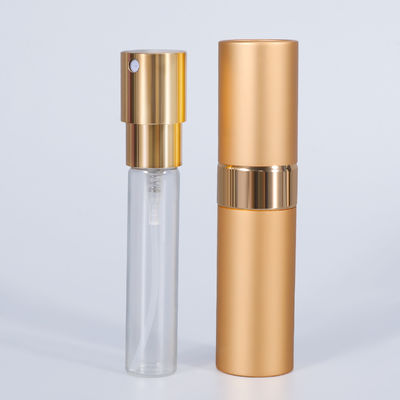 Aluminum Collar 5ml 8ml 10ml Mini Empty Sample Vials Glass Spray Perfume Bottle with Glass Laser Engraved Surface and Box