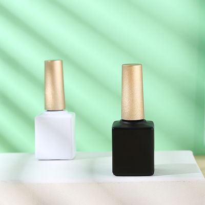 15ml White and Black Empty Gel Nail Polish Bottles Glass Body PP Cap Dupont Brush Clear Top Silver Gold Nail Polish Caps