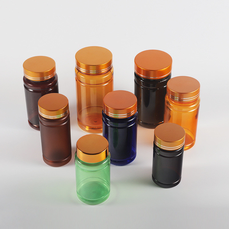Pharmaceutical Packaging Tablet Medicine Bottle with Tamper-Proof Cap Label BPA Free Empty PetBrown Plastic Pill Bottle Seal