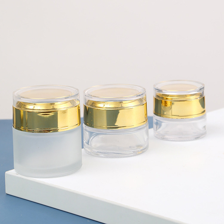 Logo/Graphic Design Label Clear Frosted Cream Jar Sealed Glass Jar for Cosmetics Sample 15g 30g 50g